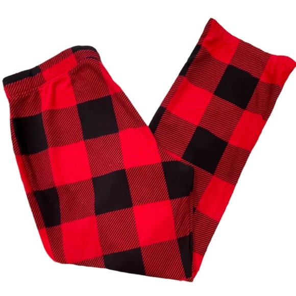 Old Navy Size S Red & Black Buffalo Check Fleece PJ Pants - Picture 2 of 3